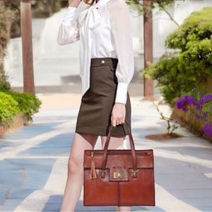 Genuine Brown Leather Satchel Bag by Banuce